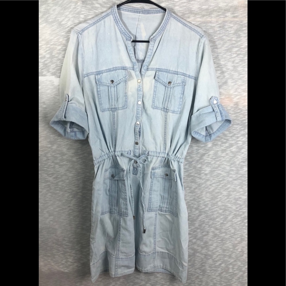 Michael Kors denim button down shirt dress Size L